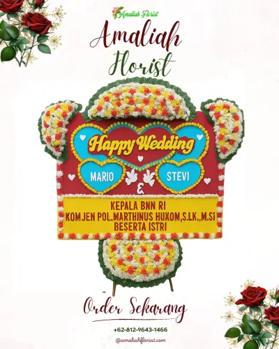 Karangan Papan Bunga Pernikahan di Kertamaya